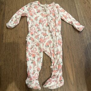 Angel Dear Pink Floral Kids Pajama Footies